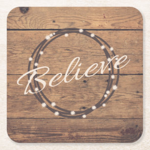 Believe Square Paper Coaster