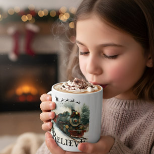 Believe Train Christmas Holiday Train Gift Lovers Coffee Mug