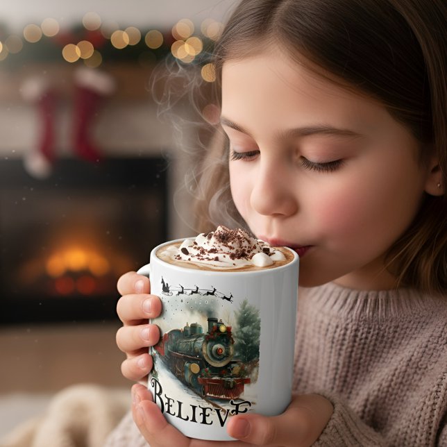 Believe Train Christmas Holiday Train Gift Lovers Coffee Mug (Creator Uploaded)