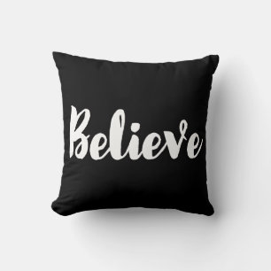 Believe trendy white font cushion