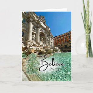 Believe Trevi Fountain Italy Christmas HolidayCard Holiday Card