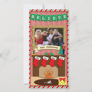 Believe • Twas Night Before Christmas • 4 Stocking Holiday Card