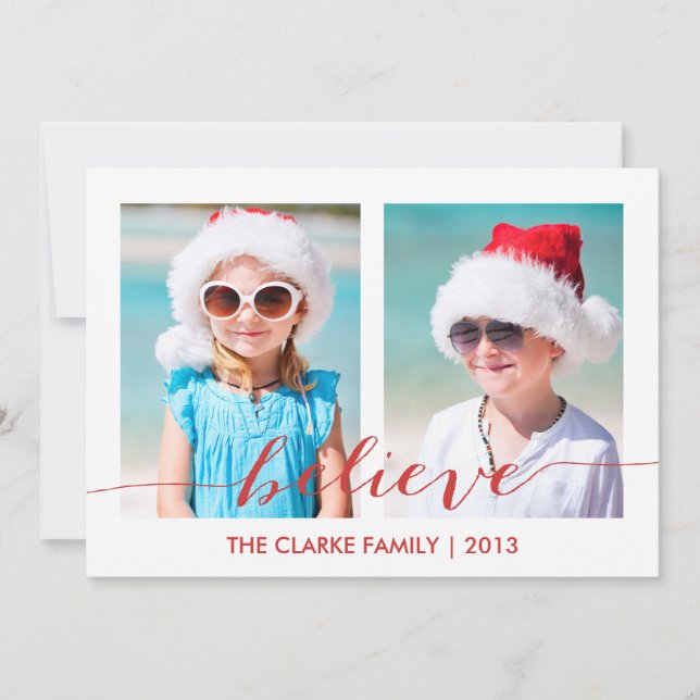 Believe Two Photo Holiday Card (Front)