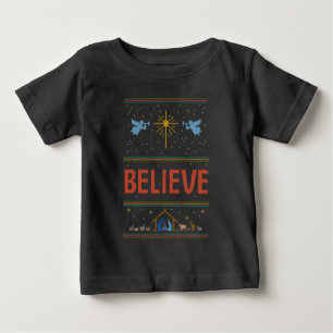 BELIEVE Ugly Christmas Sweater christian Nativity