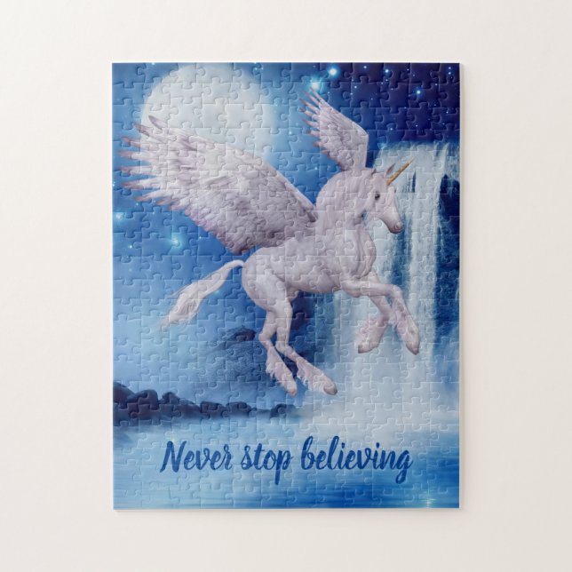 Believe Unicorn Waterfall Inspirational Jigsaw Puzzle (Vertical)