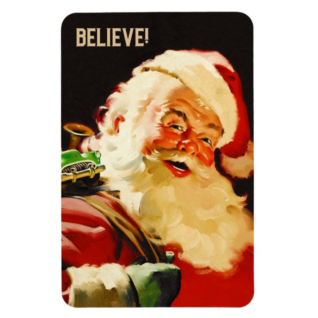 Believe! Vintage Santa Claus Christmas Gift Magnet (Vertical)