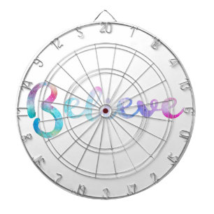 Believe Watercolor Typography Art Dartboard
