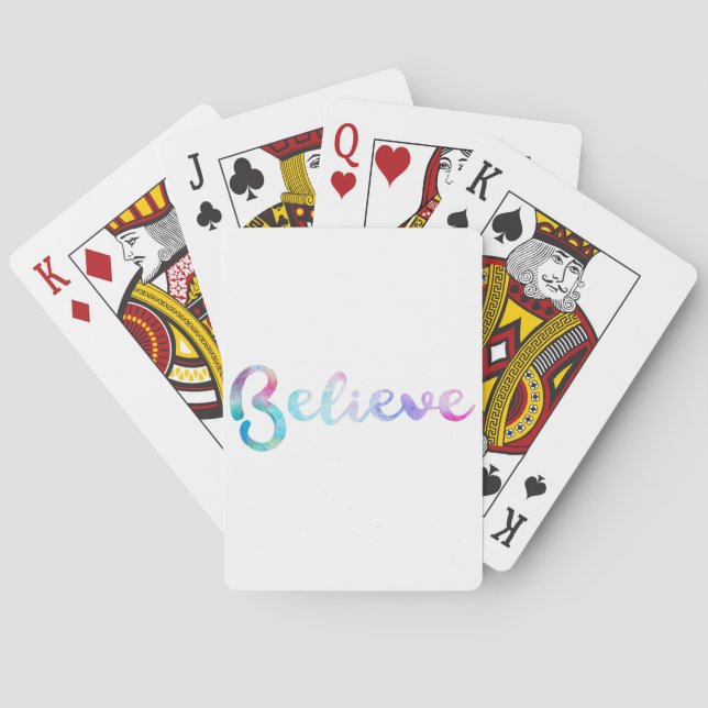 Believe Watercolor Typography Art Playing Cards (Back)