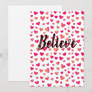 Believe Watercolor Typography Hearts Art Announce Announcement