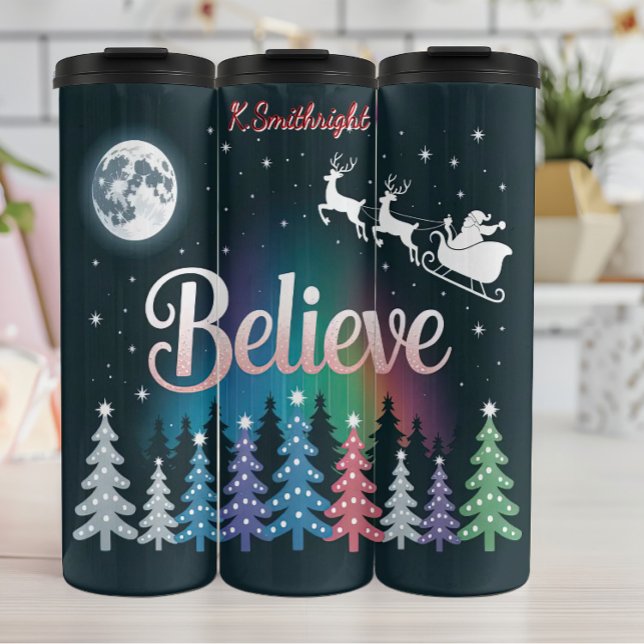  Believe White Santa Rainbow Sky Thermal Tumbler (Creator Uploaded)