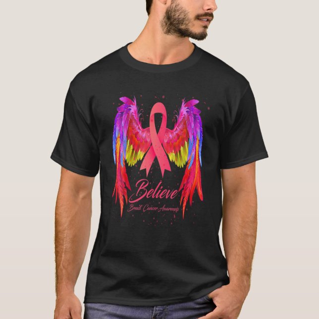Believe Wings Breast Cancer Awareness T-Shirt (Front)