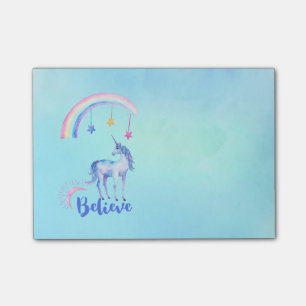 Believe with a Unicorn Under a Rainbow Post-it Notes