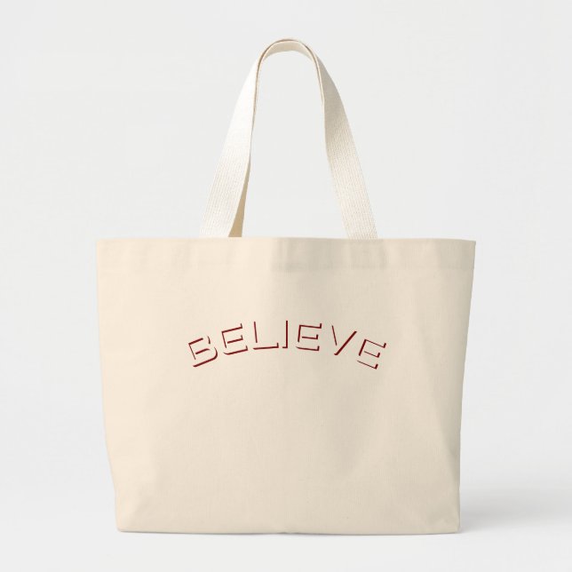 ‘Believe’ With Christian Cross Large Tote Bag (Front)