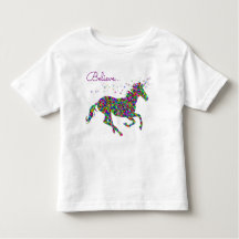 Believe with Colourful Unicorn Toddler T-Shirt