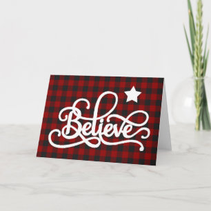Believe with star holiday card