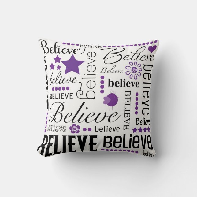Believe Word Art Text Design Cushion (Front)