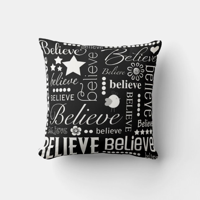 Believe Word Art Text Design Cushion (Front)