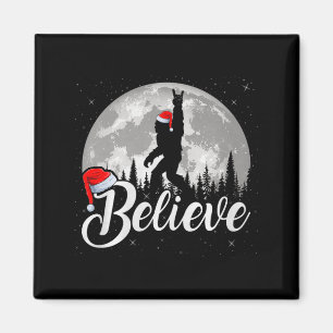 Believe Xmas Santa Bigfoot Sasquatch In Moon Light Magnet