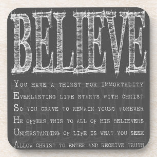 Believe Yeshua. Christian Coaster