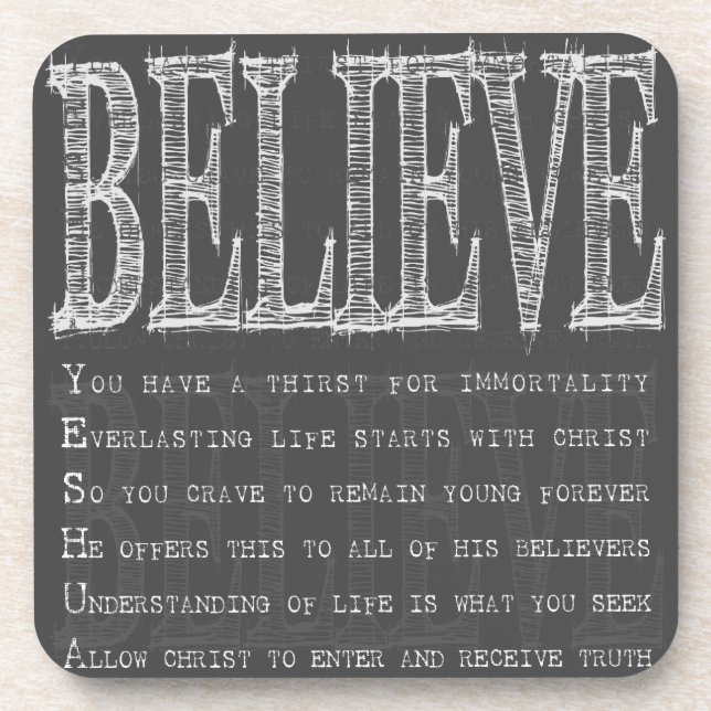 Believe Yeshua. Christian Coaster (Front)