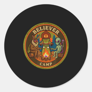 Believer camp mothman alien vintage scout ufo classic round sticker