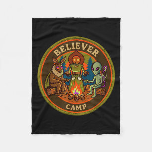 Believer camp mothman alien vintage scout ufo fleece blanket