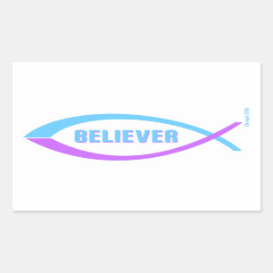 Believer Christian Fish design Rectangular Sticker