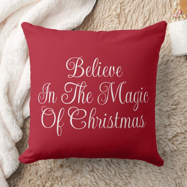 Believes in the magic of Christmas Red  Cushion (Blanket)