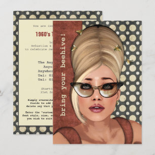 Belinda Beehive Retro Chic Medium Invitation