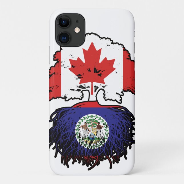 Belise Belizean Canadian Canada Tree Roots Flag Case-Mate iPhone Case (Back)