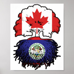 Belise Belizean Canadian Canada Tree Roots Flag Poster