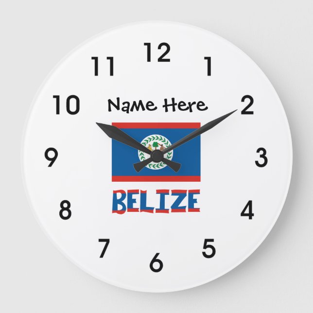 Belise Belizean Flag Personalised  Large Clock (Front)