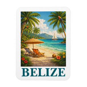 Belise Caribbean Tropical Vintage Travel Magnet