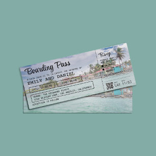 Belise Destination Boarding Pass Wedding  Invitation