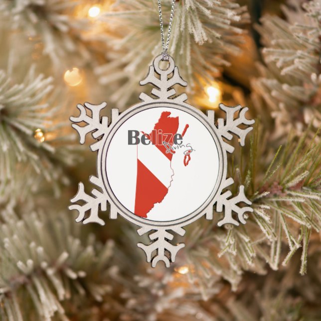 Belise Diving Snowflake Pewter Christmas Ornament (Tree)
