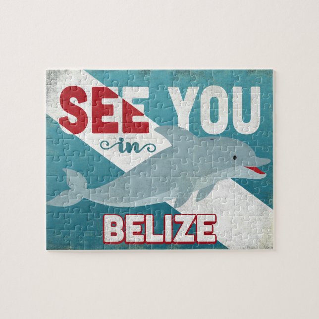 Belise Dolphin - Retro Vintage Travel Jigsaw Puzzle (Horizontal)