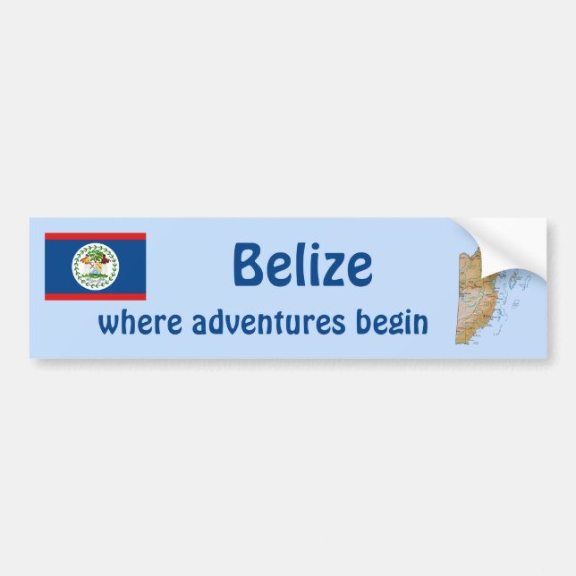 Belise Flag and Map Bumper Sticker (Front)