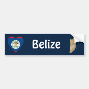 Belise Flag Heart + Map Bumper Sticker