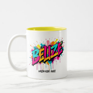 Belise graffiti style travel vacation souvenir  Two-Tone coffee mug