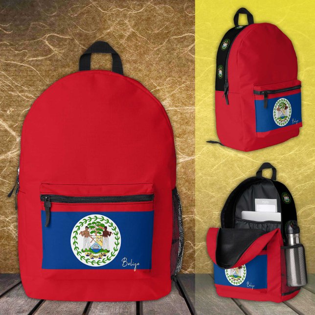 Belise, Red backpack, Belizean Flag / patriotic Printed Backpack (Creator Uploaded)