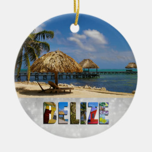 Belise San Pedro Beach Ambergris Caye Christmas Ceramic Ornament