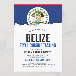 Belise Themed Cuisine   Party Flag White Invite