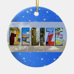Belise Travel Photos Tropical Beach Blue Christmas Ceramic Ornament