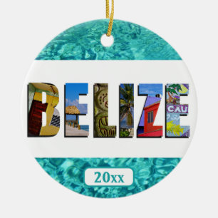Belise Tropical Beach Blue Ocean Christmas Ceramic Ornament