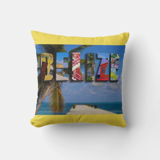 Belise Tropical Beach Blue Ocean Travel Photo Cushion (Front)