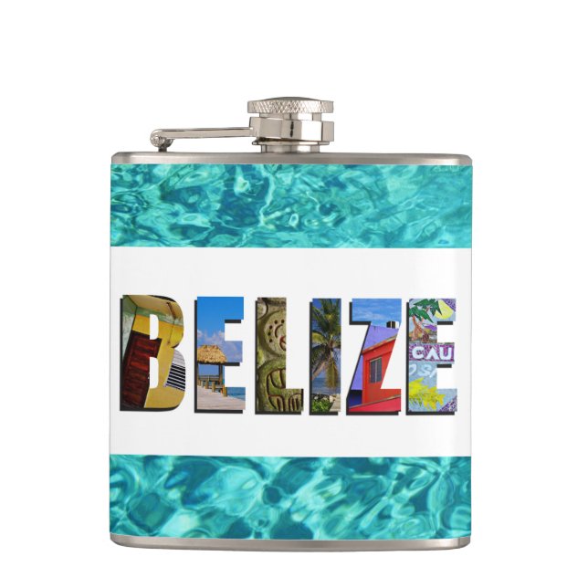 Belise Tropical Blue Ocean Travel Photos Hip Flask (Front)