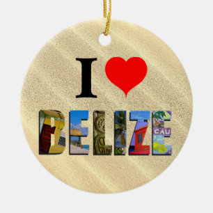 Belise Tropical Sand Beach Travel Photos Christmas Ceramic Ornament