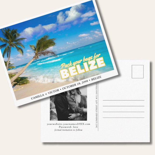 Belise Wedding Island Save the Date Postcard (Belize Wedding)