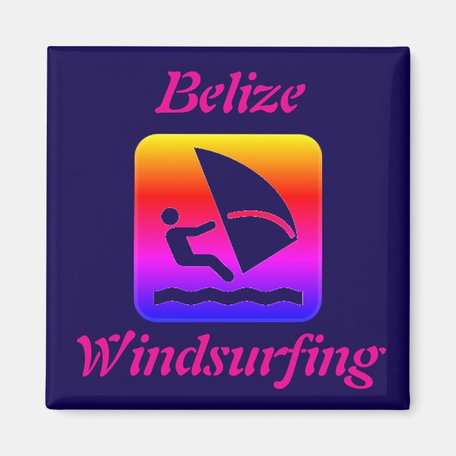 Belise Windsurfing Rainbow (Long Caye) Magnet (Front)