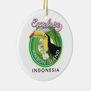Belitung Indonesia travel logo Classic Round Stick Ceramic Ornament